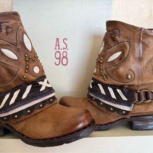 A.S.98 Brown Combat & Moto Boots